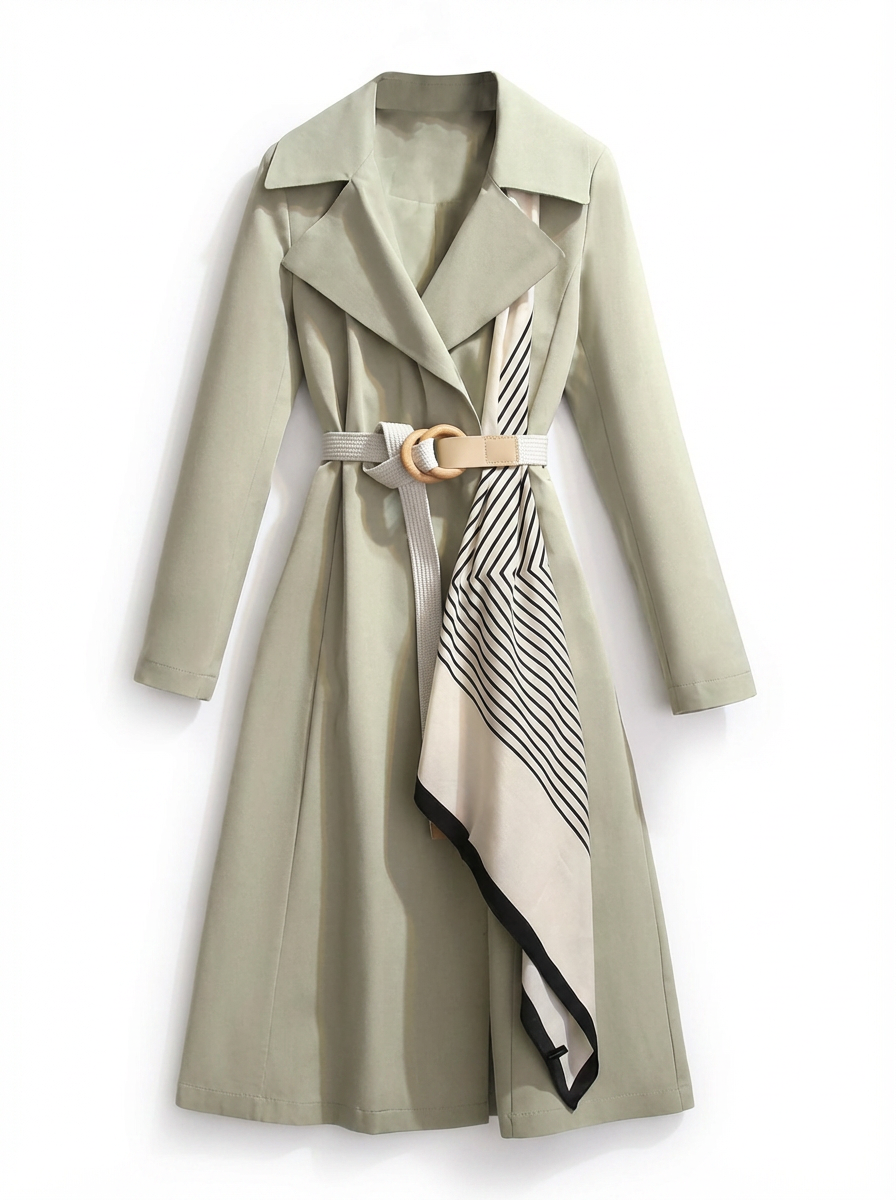 Tatiana | Women's Notch Lapel Belted Longline Trench Coat 3