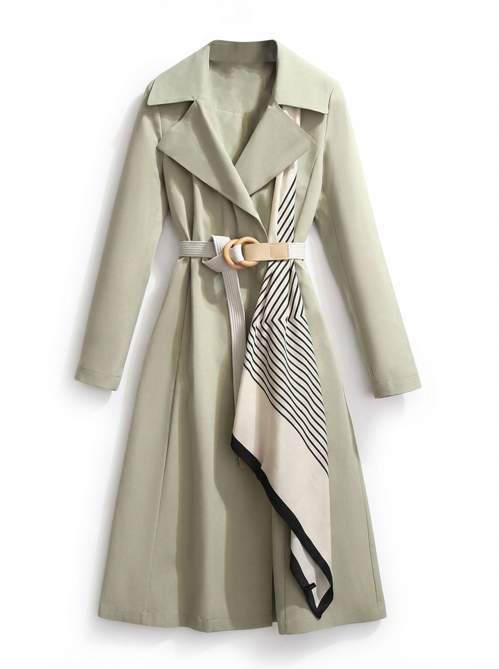 Tatiana | Women's Notch Lapel Belted Longline Trench Coat 3