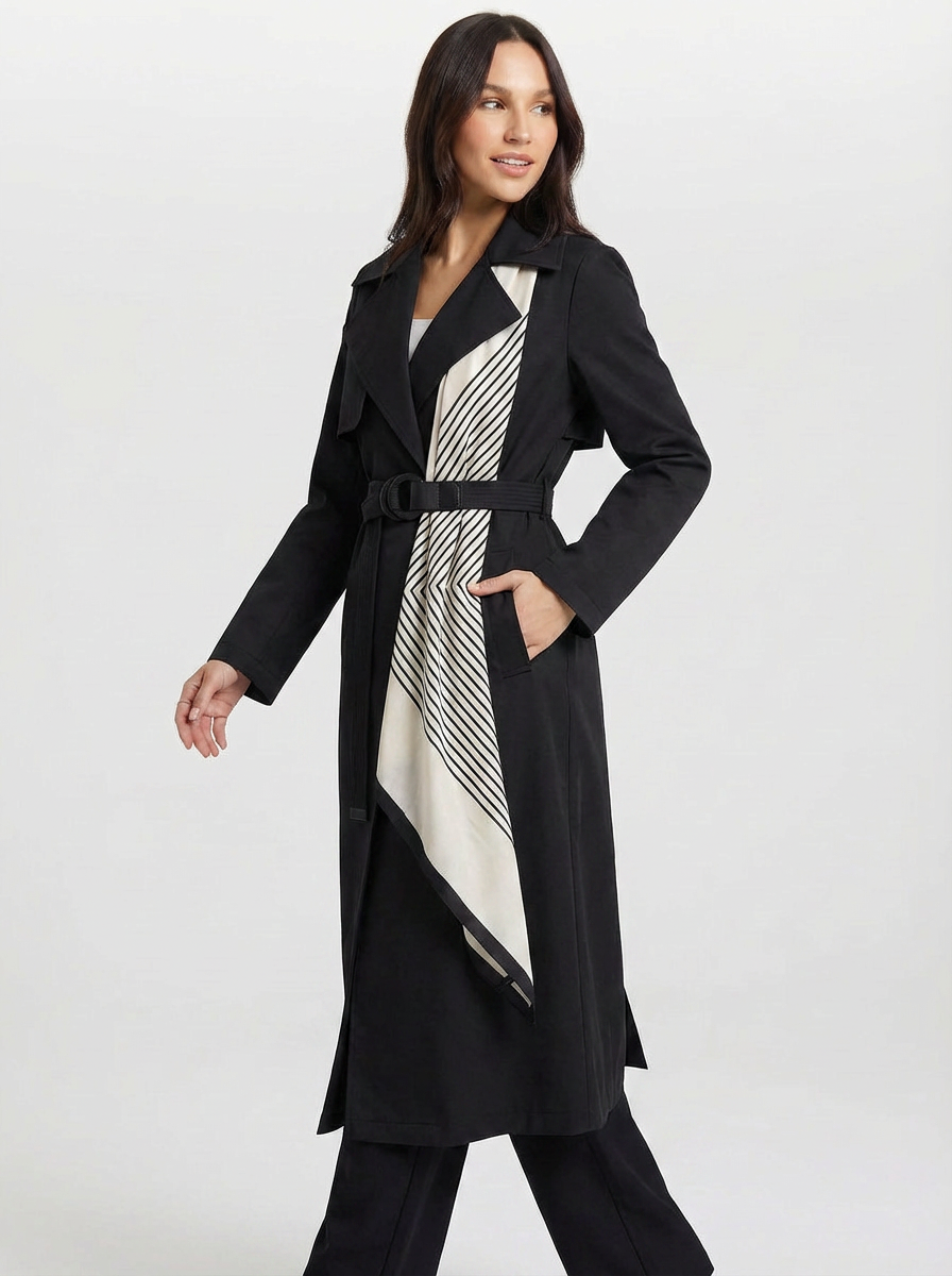 Tatiana | Women's Notch Lapel Belted Longline Trench Coat 4