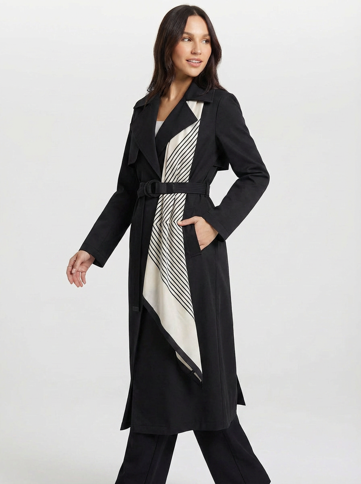 Tatiana | Women's Notch Lapel Belted Longline Trench Coat 4