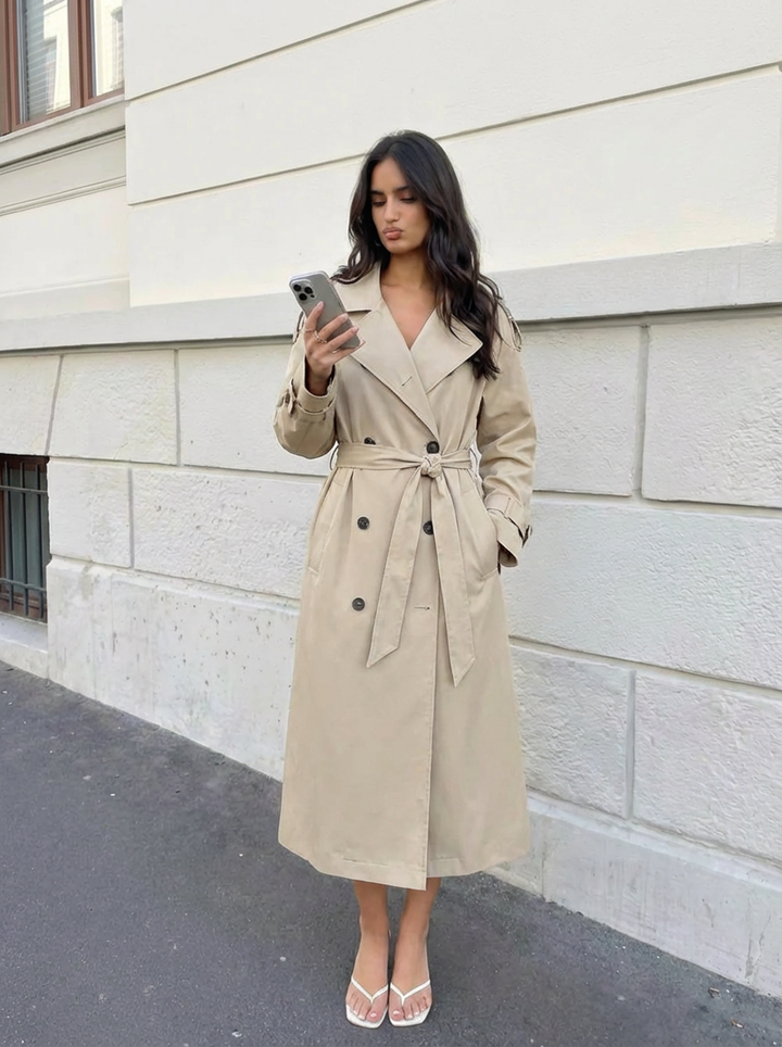 Tessa | Women's Double Breasted Long Trench Coat 1