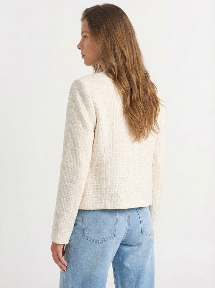Tilly | Women's Collarless Cropped Tweed Jacket 2