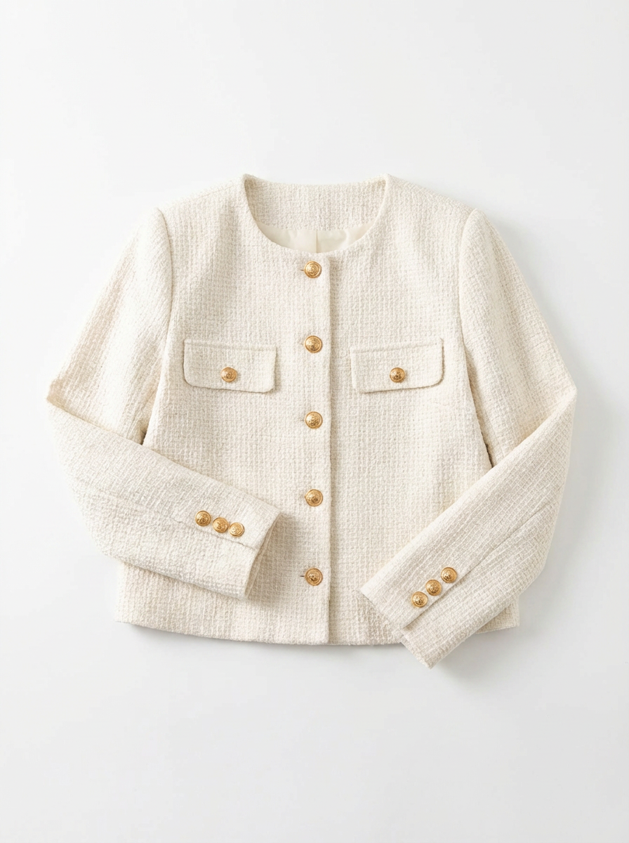 Tilly | Women's Collarless Cropped Tweed Jacket 3