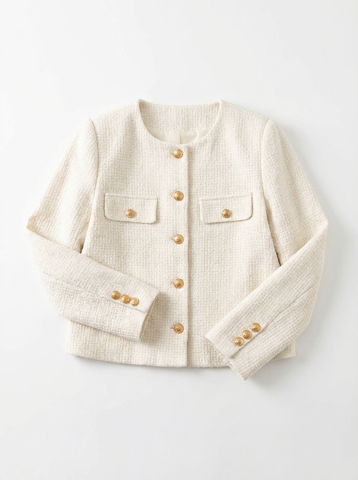 Tilly | Women's Collarless Cropped Tweed Jacket 3