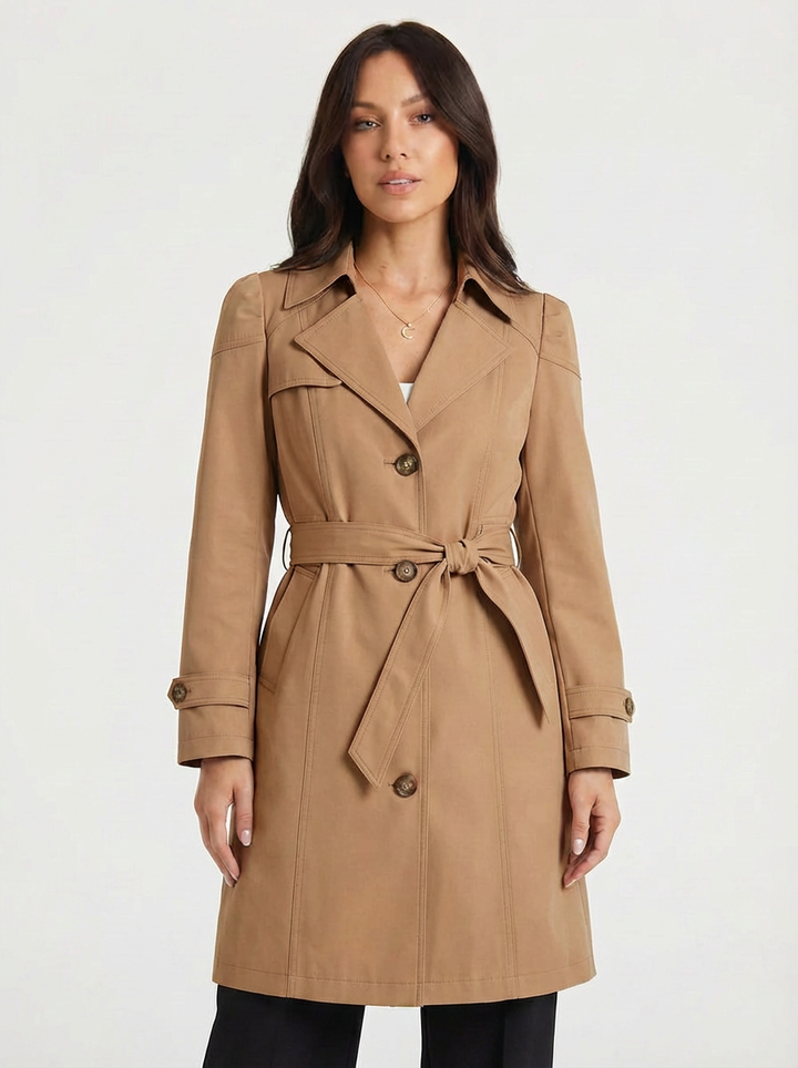 Trinity | Women's Brown Trench Coat Single Breasted 