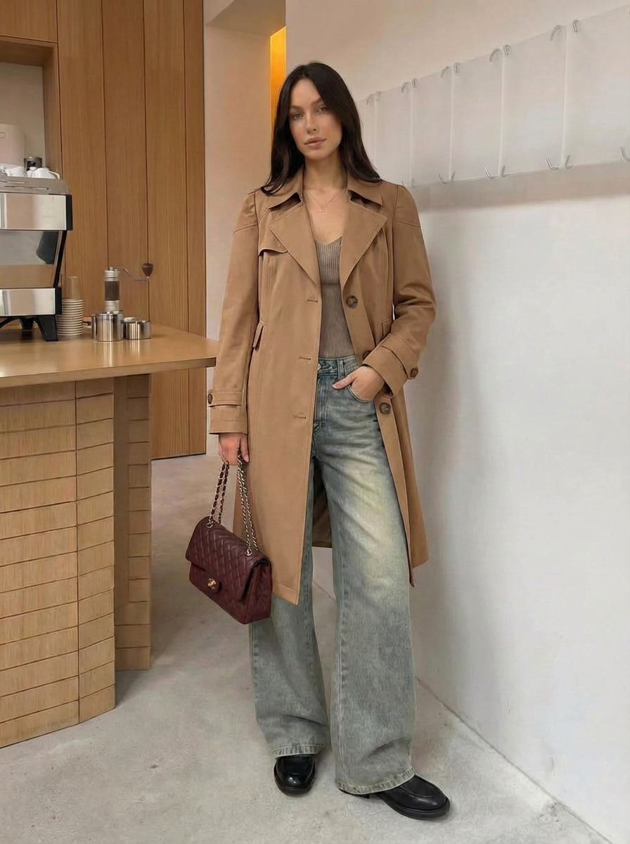 Trinity | Women's Brown Trench Coat Single Breasted 1
