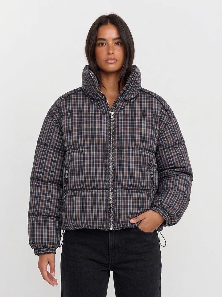 Vanessa | Women's Plaid Zip Puffer Jacket