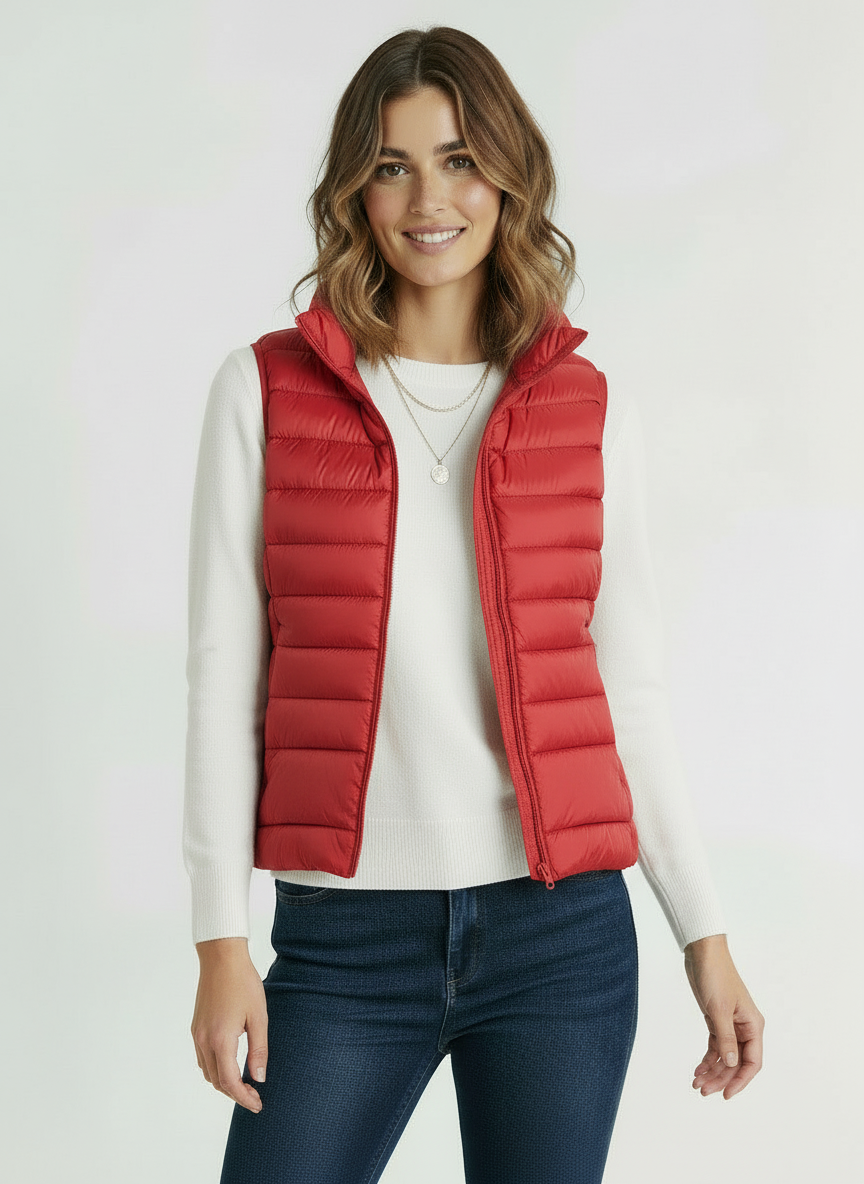 Vera | Women's Black Lightweight Zip Front Puffer Vest 10