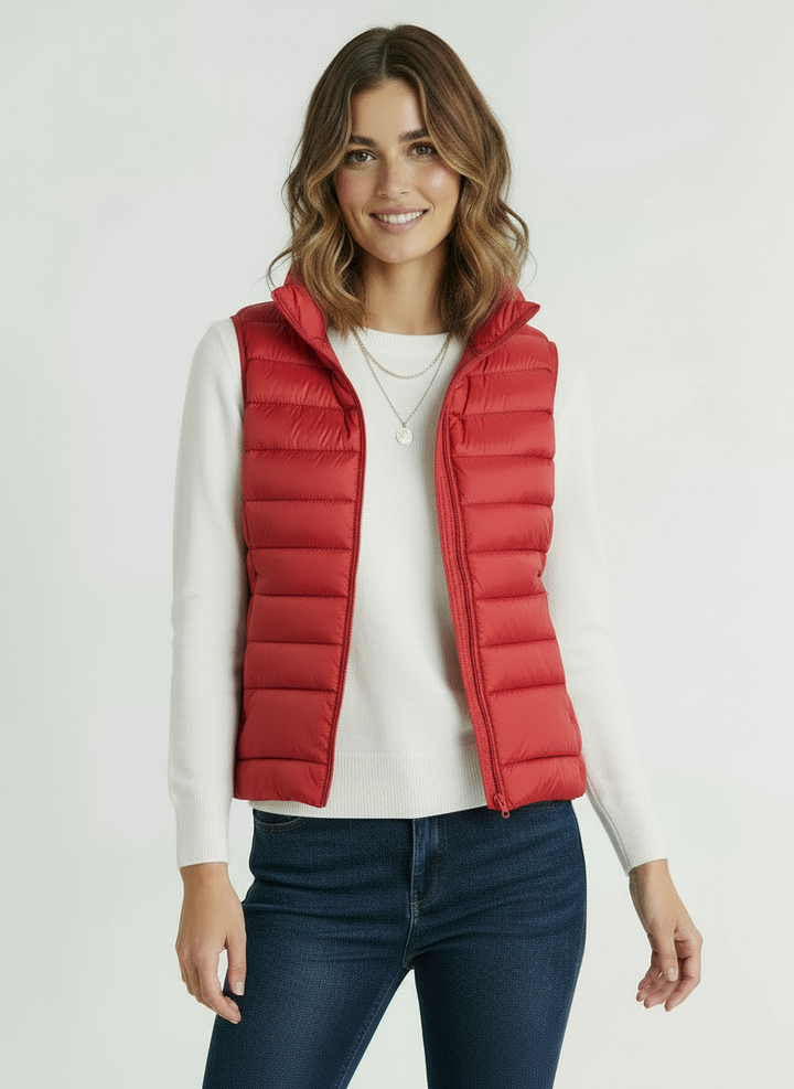 Vera | Women's Black Lightweight Zip Front Puffer Vest 10