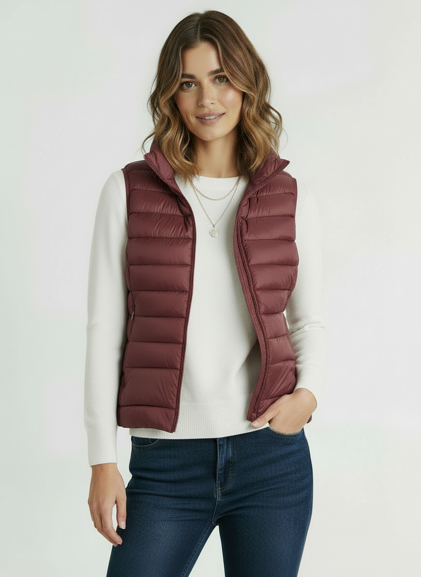 Vera | Women's Black Lightweight Zip Front Puffer Vest 12