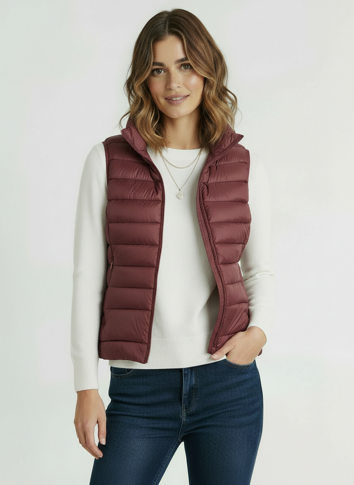 Vera | Women's Black Lightweight Zip Front Puffer Vest 12