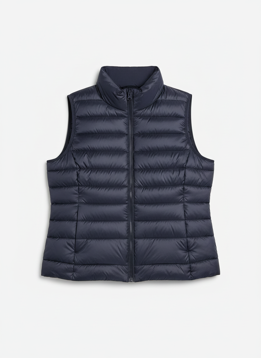 Vera | Women's Black Lightweight Zip Front Puffer Vest 3