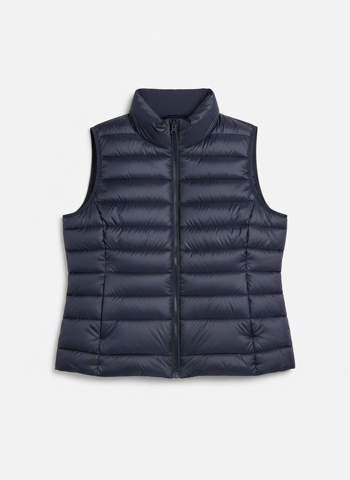 Vera | Women's Black Lightweight Zip Front Puffer Vest 3