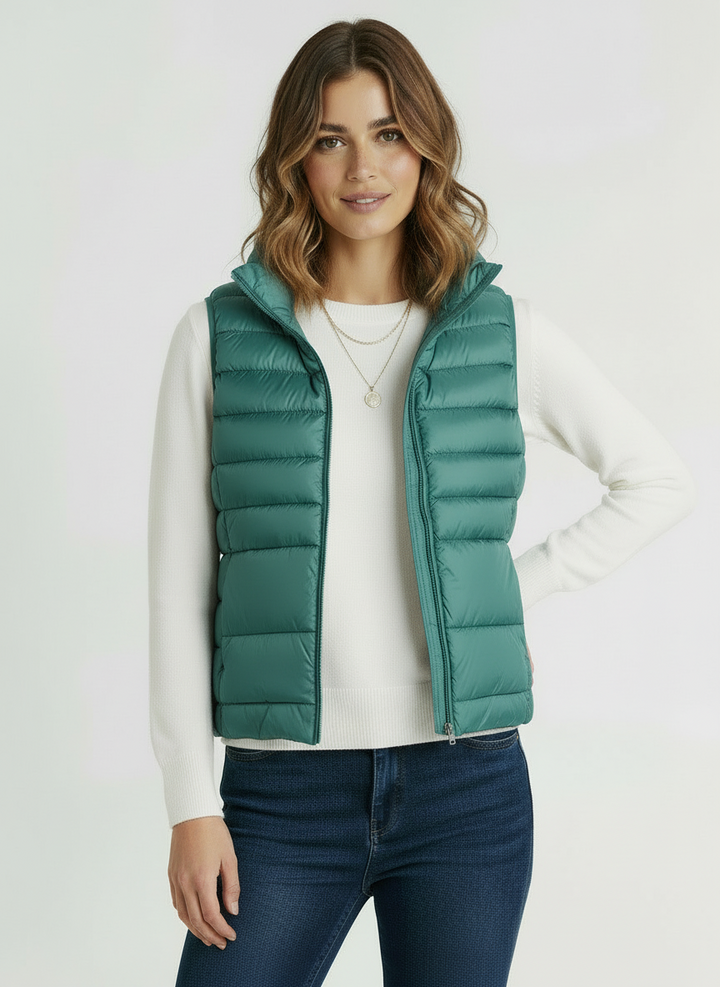 Vera | Women's Black Lightweight Zip Front Puffer Vest 6
