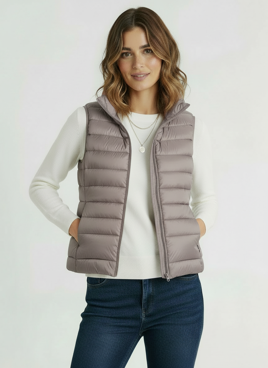 Vera | Women's Black Lightweight Zip Front Puffer Vest 7