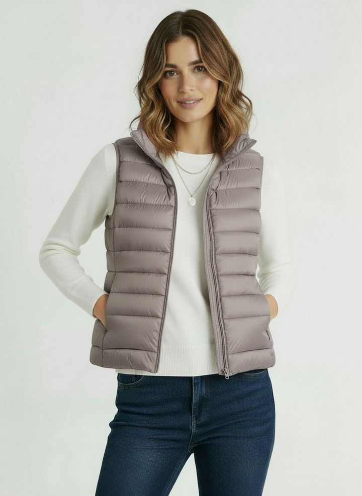 Vera | Women's Black Lightweight Zip Front Puffer Vest 7