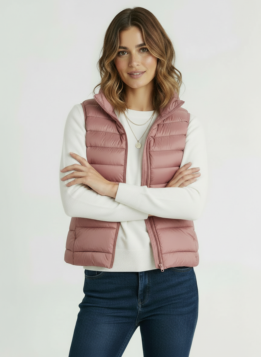 Vera | Women's Black Lightweight Zip Front Puffer Vest 9