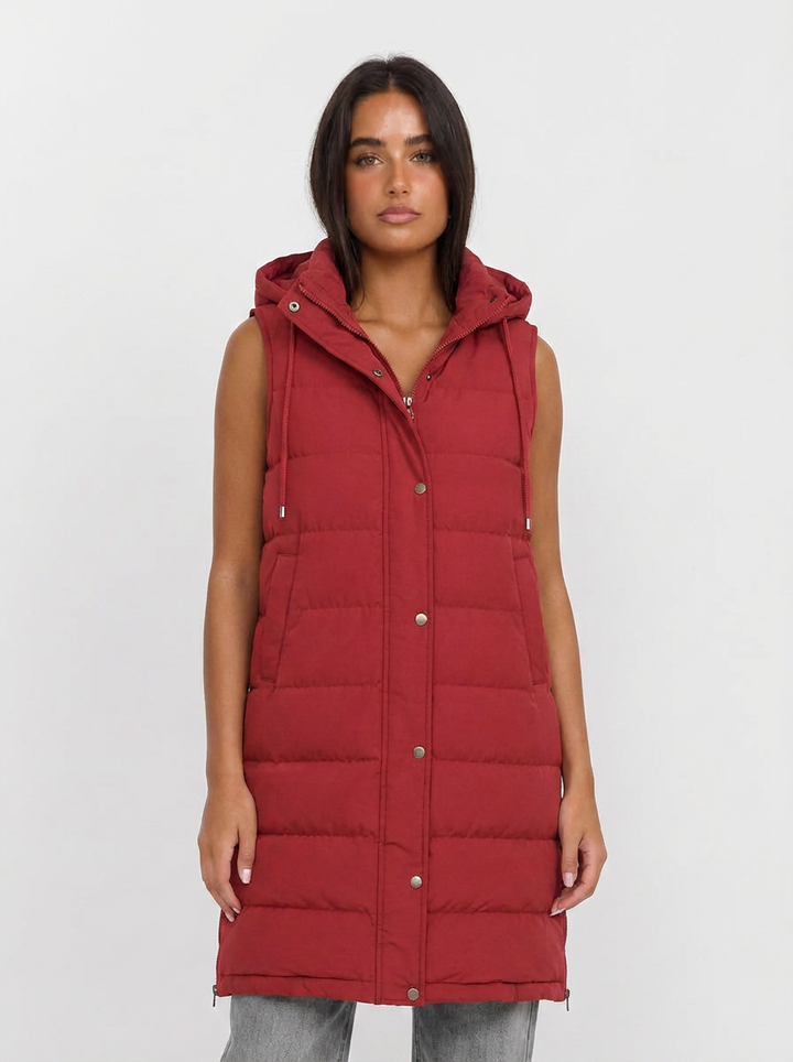Violet | Women's Hooded Longline Quilted Puffer Vest