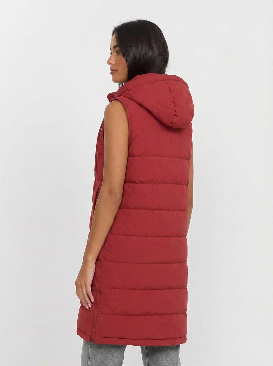 Violet | Women's Hooded Longline Quilted Puffer Vest 2