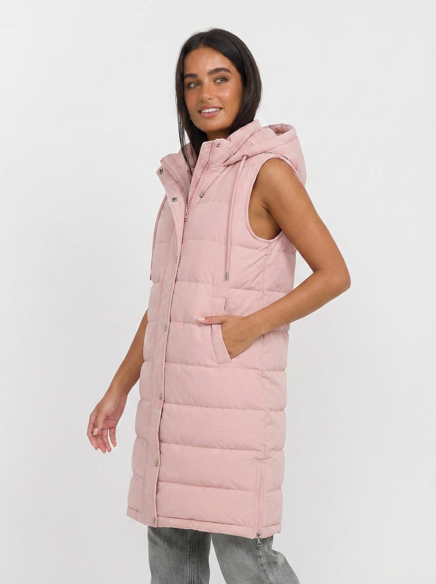 Violet | Women's Hooded Longline Quilted Puffer Vest 5