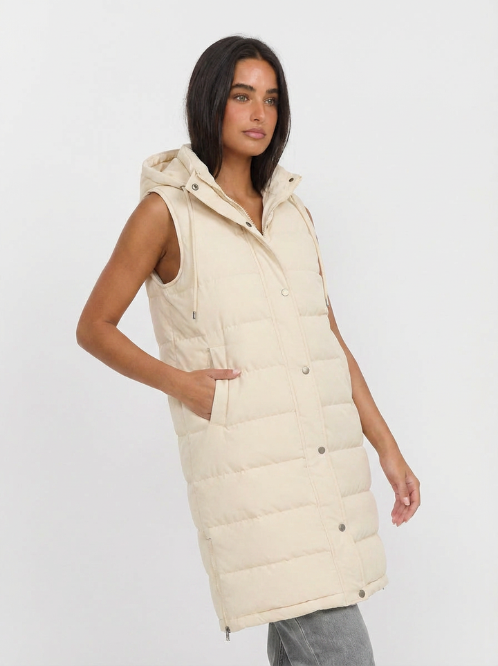 Violet | Women's Hooded Longline Quilted Puffer Vest 6