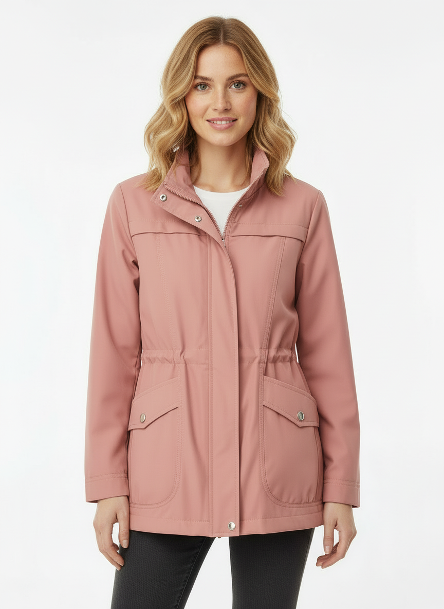 Wendy | Women's Cropped Stand Collar Zip Up Trench Coat