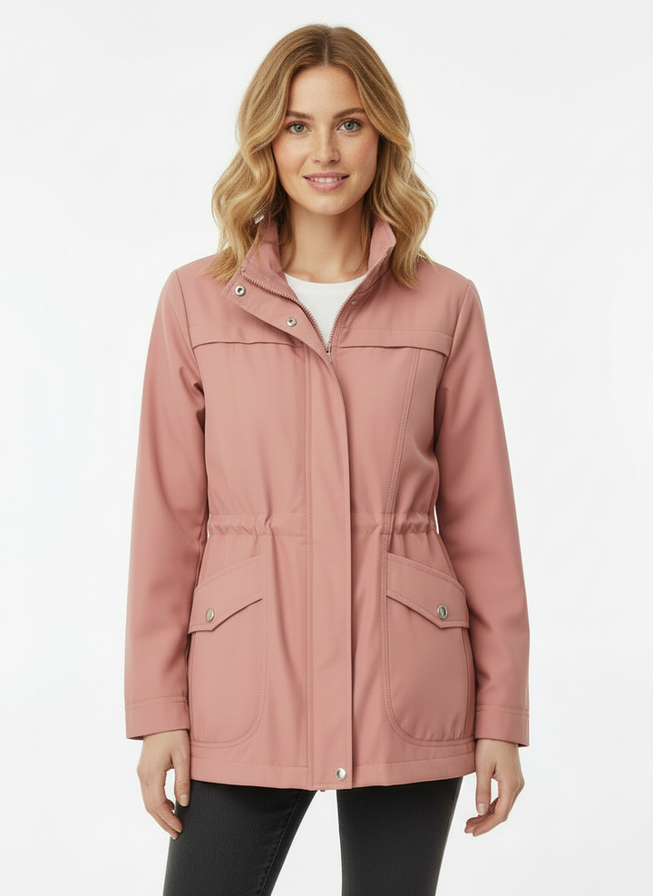 Wendy | Women's Cropped Stand Collar Zip Up Trench Coat