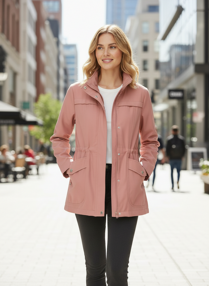 Wendy | Women's Cropped Stand Collar Zip Up Trench Coat 1