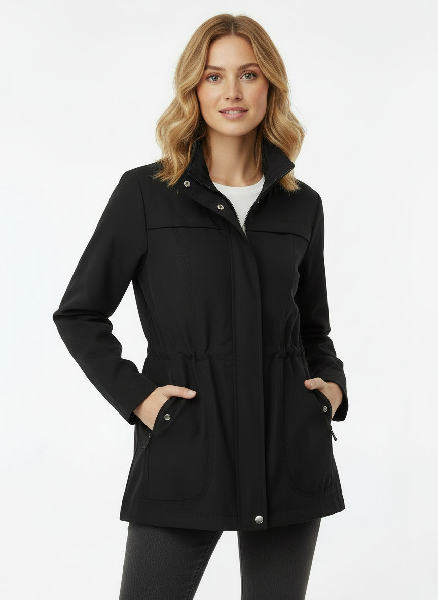 Wendy | Women's Cropped Stand Collar Zip Up Trench Coat 4