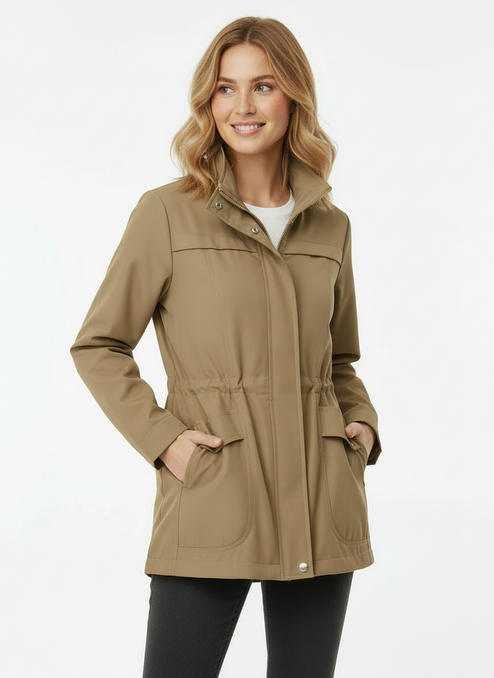 Wendy | Women's Cropped Stand Collar Zip Up Trench Coat 5