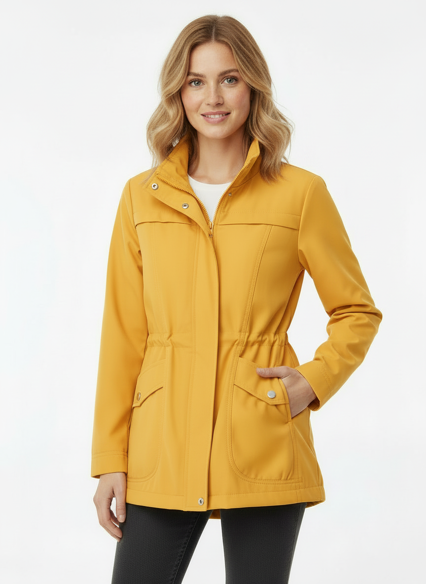 Wendy | Women's Cropped Stand Collar Zip Up Trench Coat 6