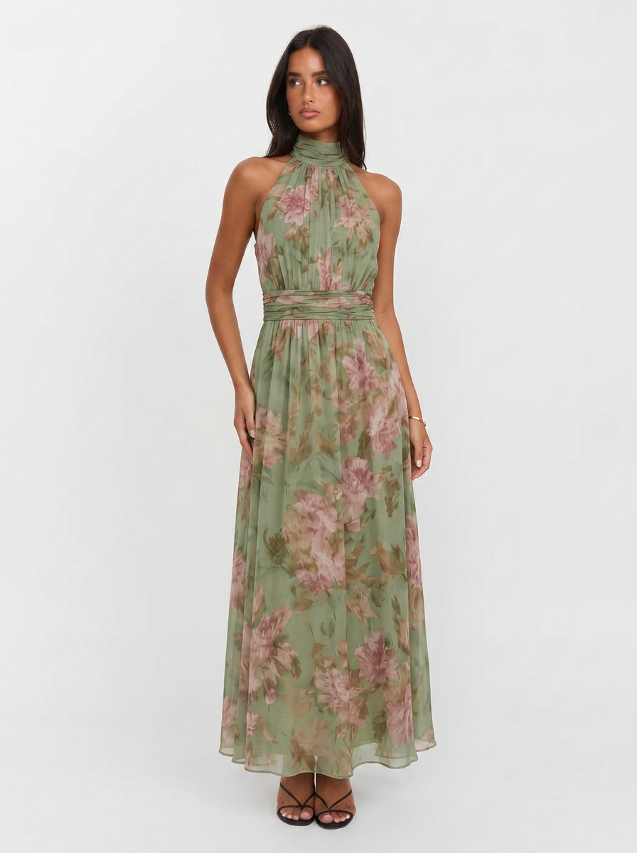 Willow | Floral Halter Neck Midi Dress