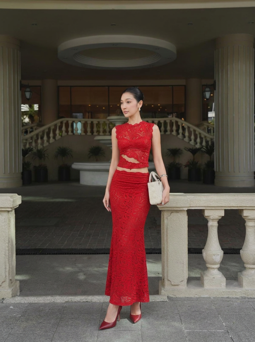 Wren | Lace Crop Top and Maxi Skirt Set