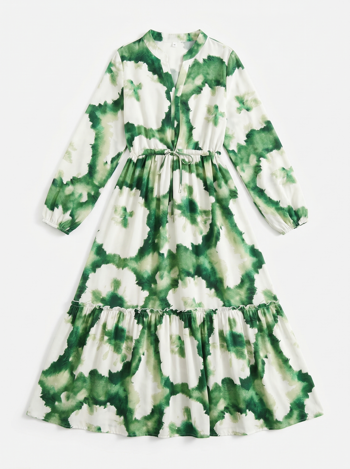 Zoe | Tie-Dye Long Sleeve Dress with Tiered Hem