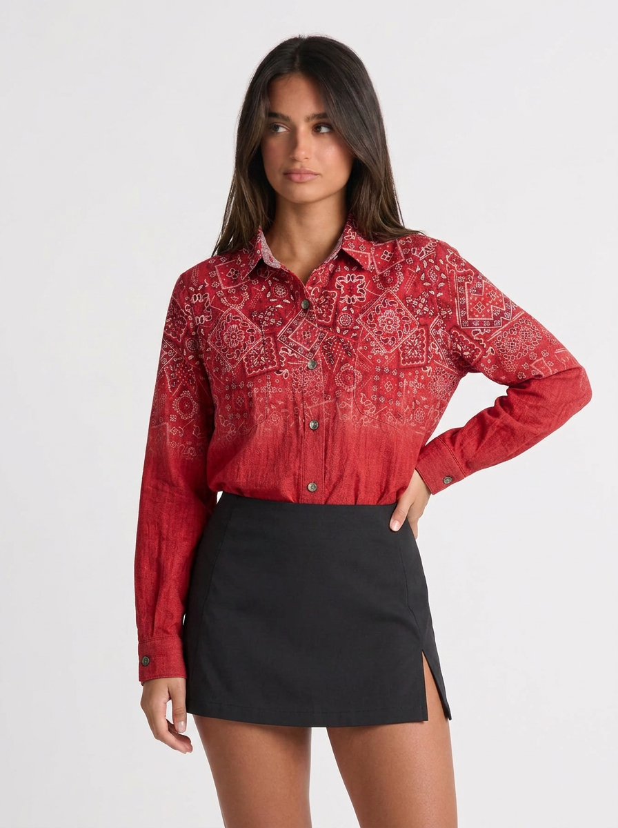 Zoe | Women's Paisley Print Button-Down Shirt
