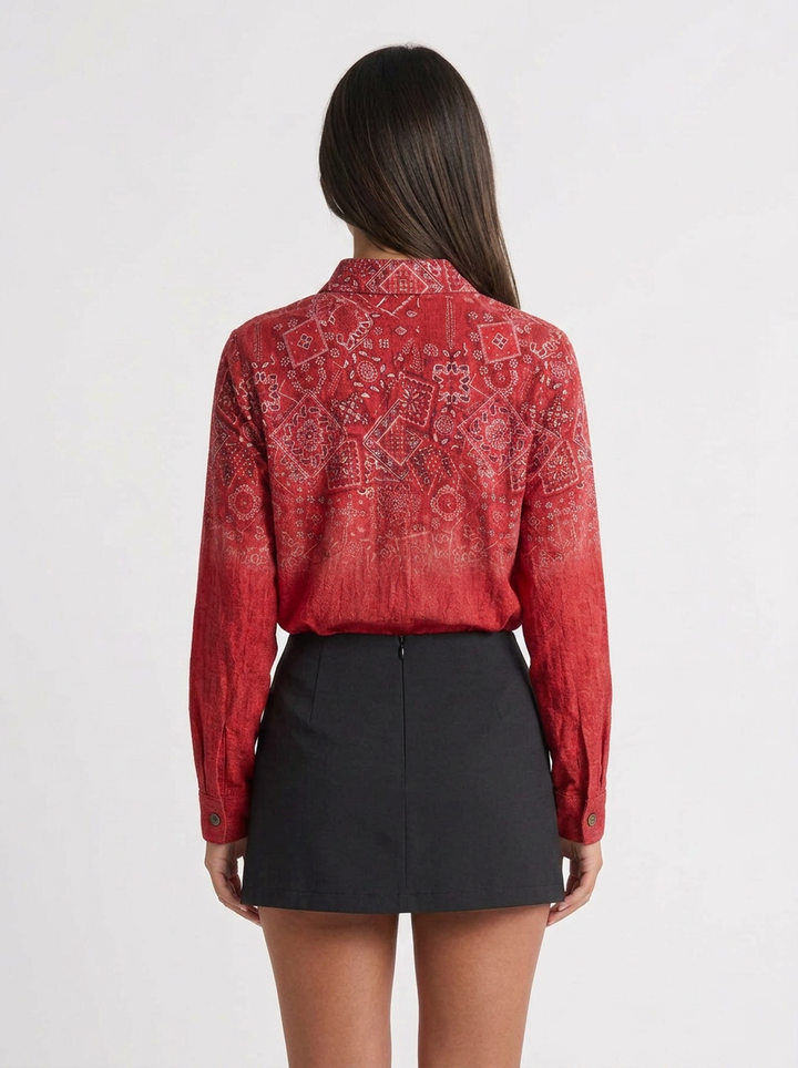 Zoe | Women's Paisley Print Button-Down Shirt