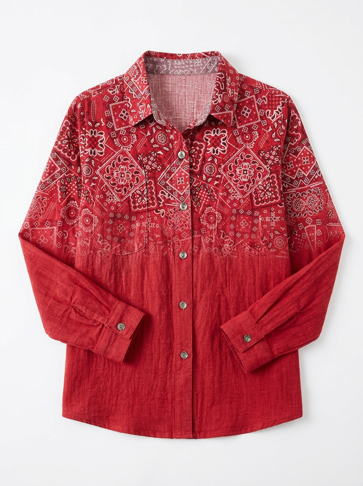 Zoe | Women's Paisley Print Button-Down Shirt