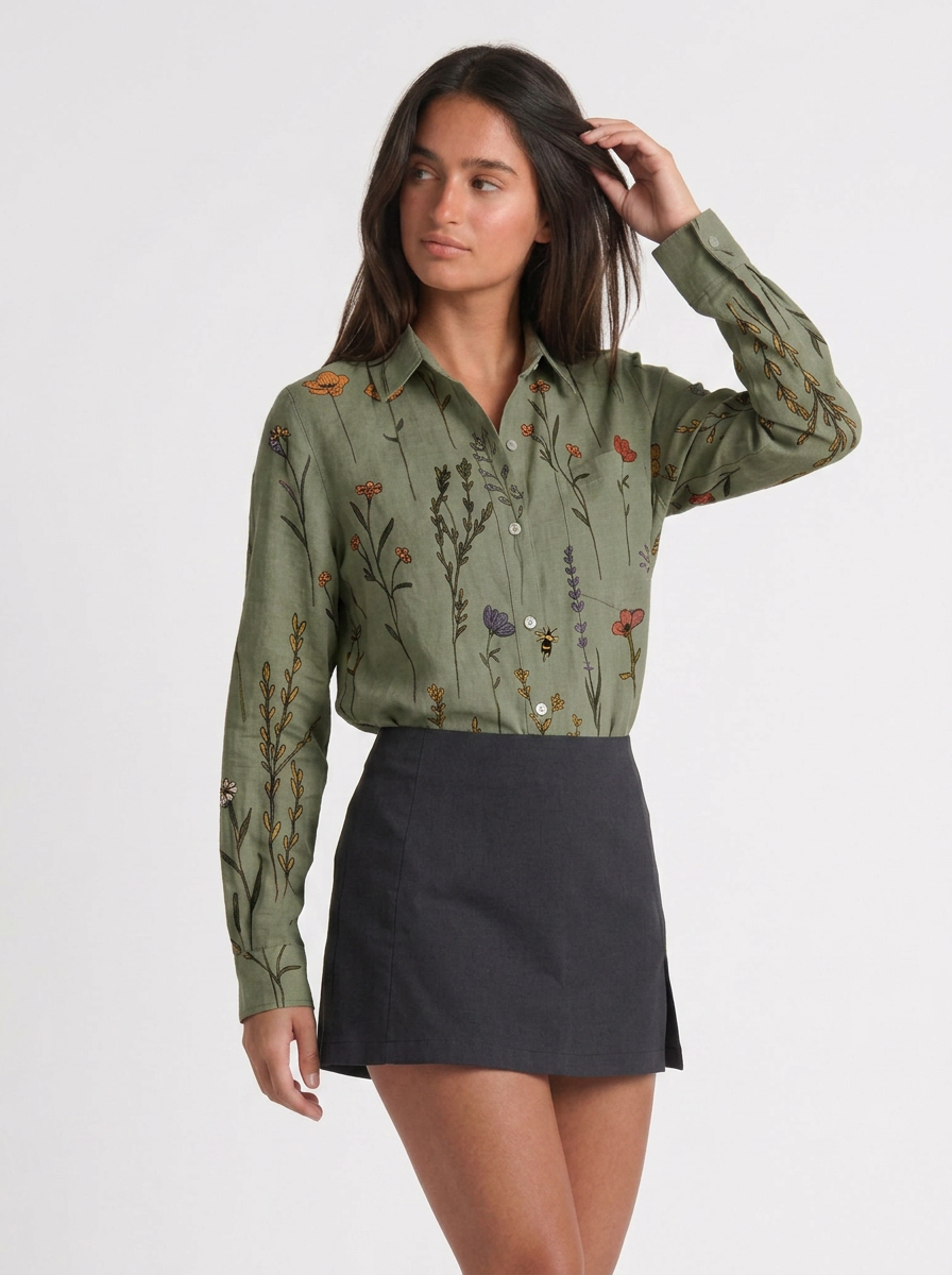 Zoe | Women's Paisley Print Button-Down Shirt