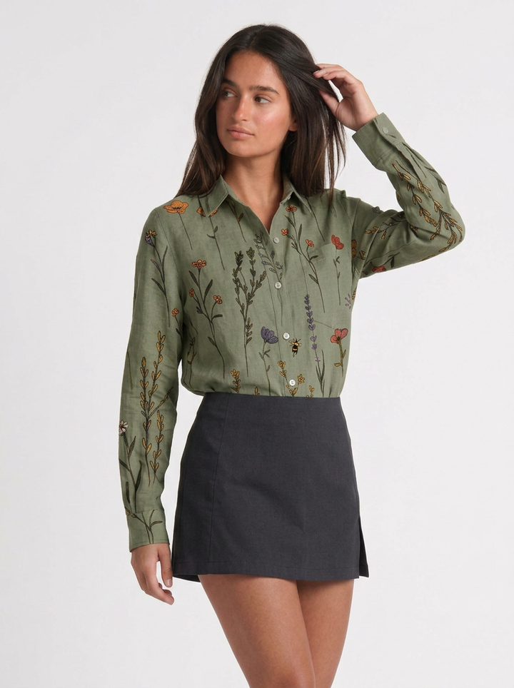 Zoe | Women's Paisley Print Button-Down Shirt