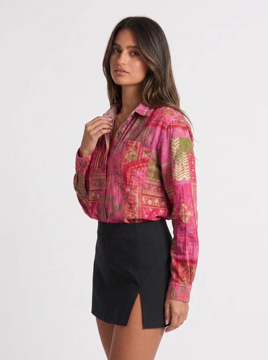 Zoe | Women's Paisley Print Button-Down Shirt