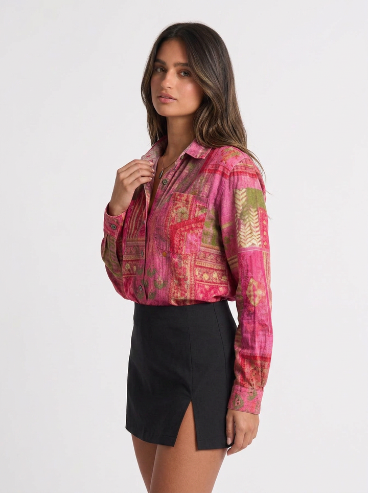 Zoe | Women's Paisley Print Button-Down Shirt