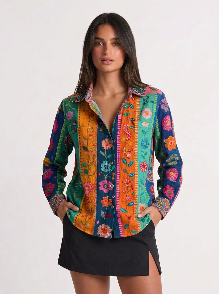 Zoe | Women's Paisley Print Button-Down Shirt