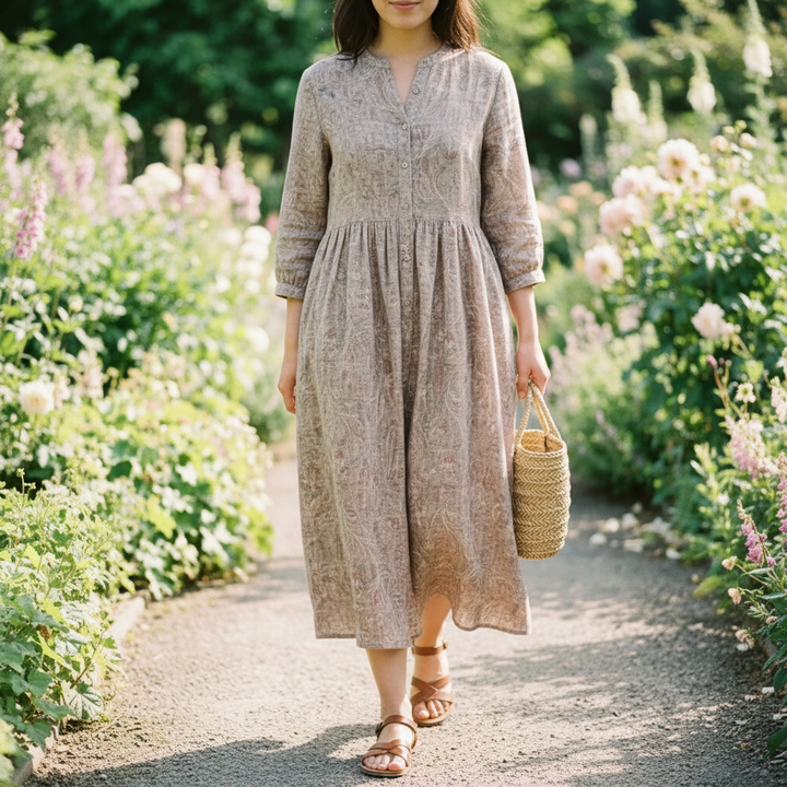 Lunara | Printed Cotton Midi Dress