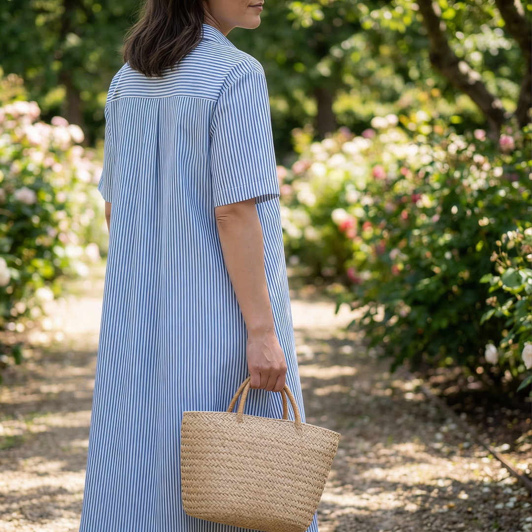 Selora | Striped Shirt Midi Dress