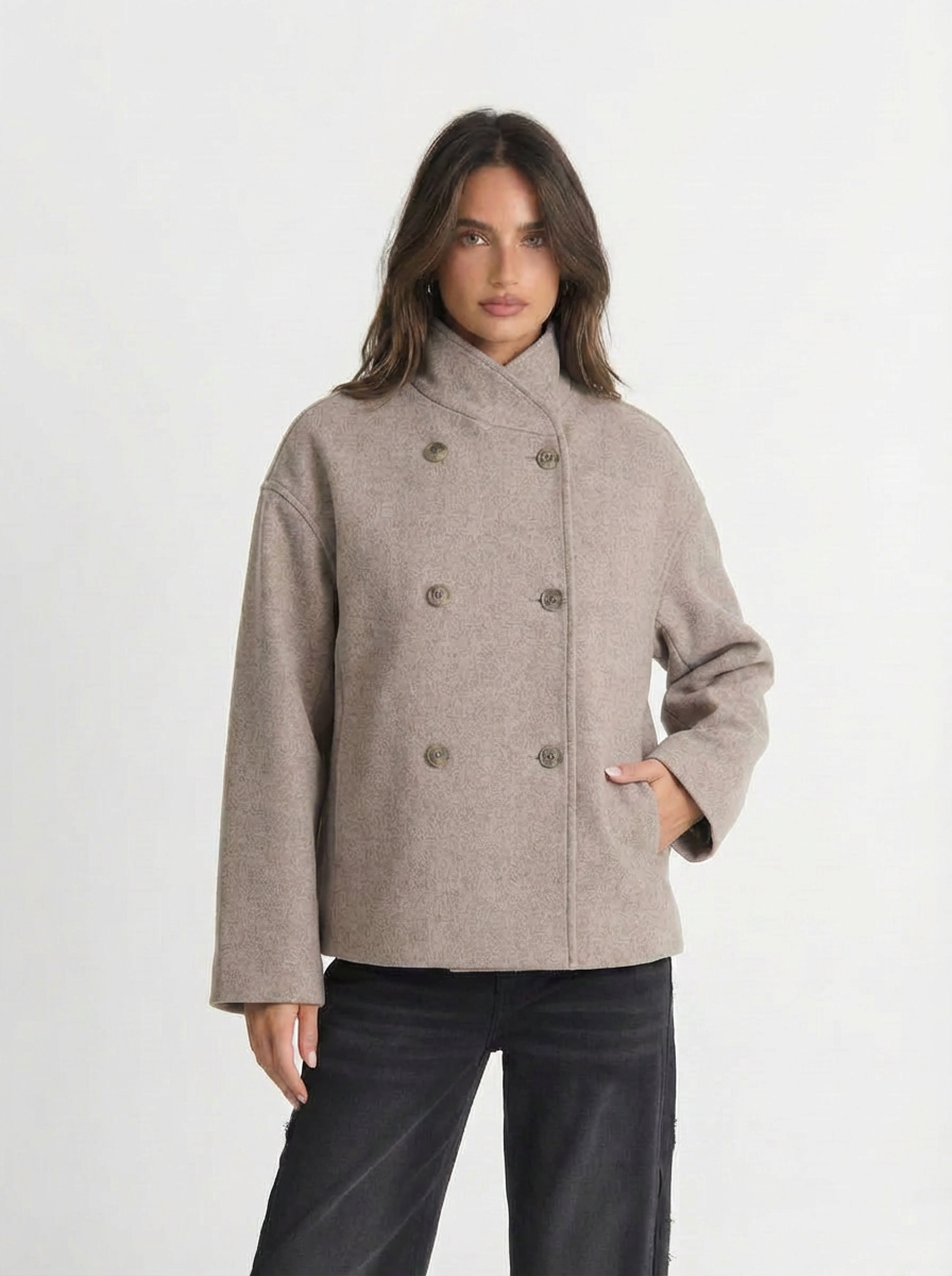Celeste | Women's Stand Collar Double Breasted Wool Coat