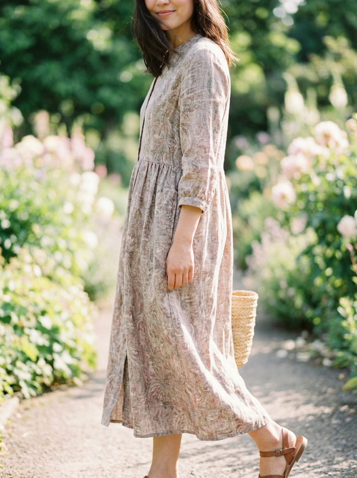 Lunara | Printed Cotton Midi Dress