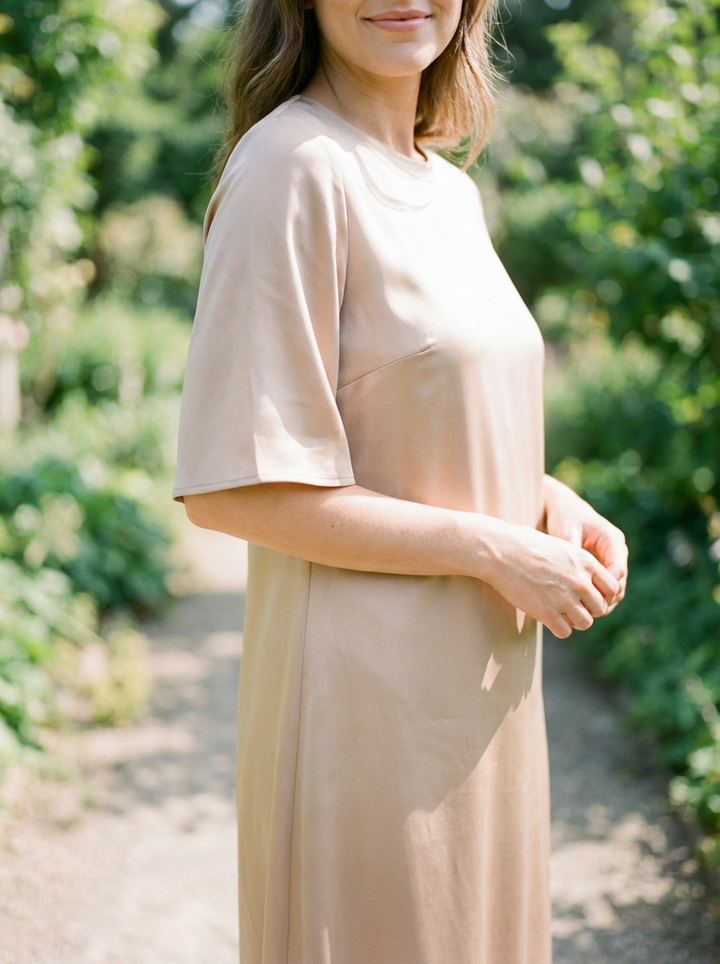 Belina | Beige Jersey Midi Dress