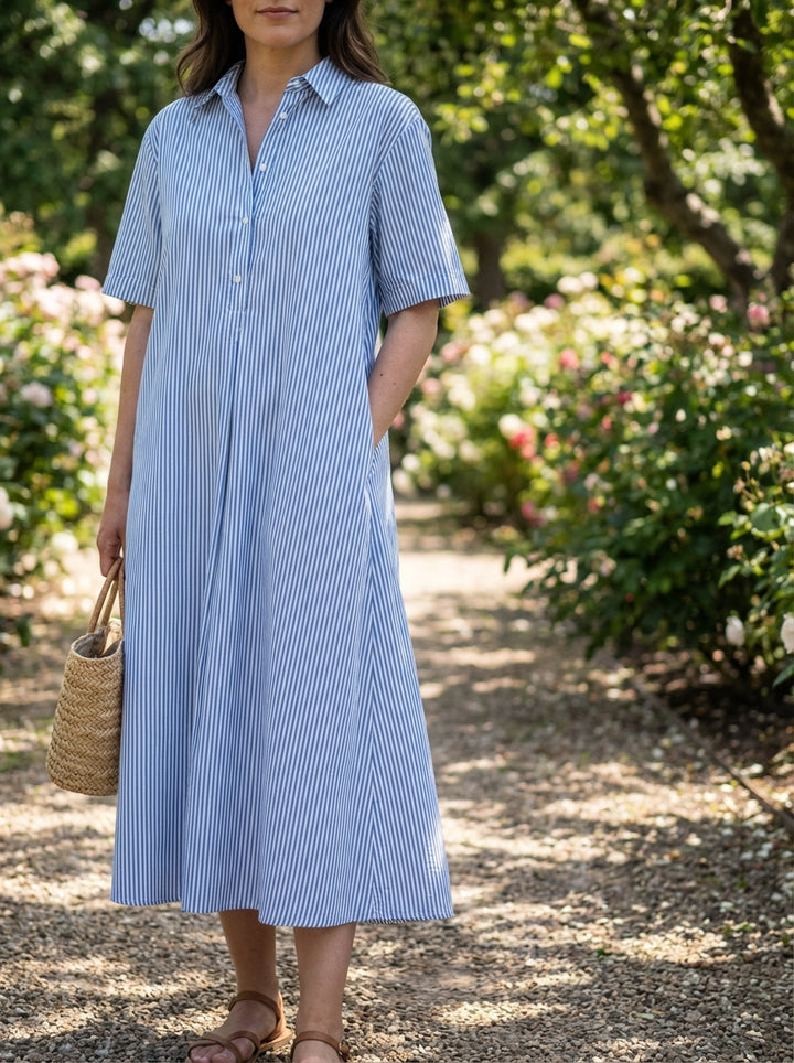Selora | Striped Shirt Midi Dress