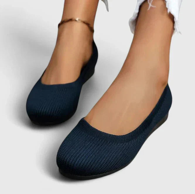 Side profile of women's orthopedic slip-on shoes with flexible outsole and secure elasticised fit