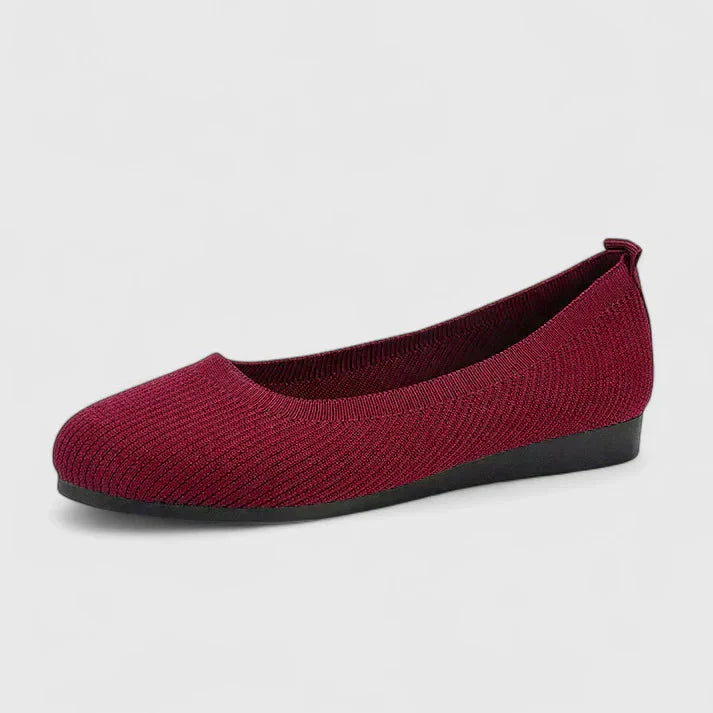 Close-up of cushioned insole in slip-on comfort shoes providing arch support for all-day wear